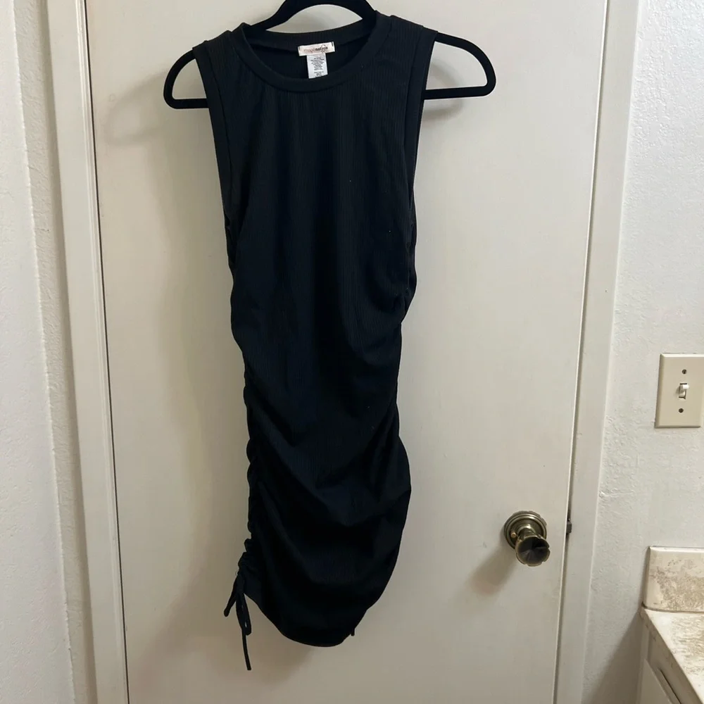 Imagenation RACER NECK RUCHED MINI DRESS - Picture 2 of 6